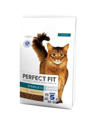 PERFECT FIT Sterile 1+ suchého kompletního krmiva bohatého na kuřecí maso pro dospělé sterilizované kočky 7kg