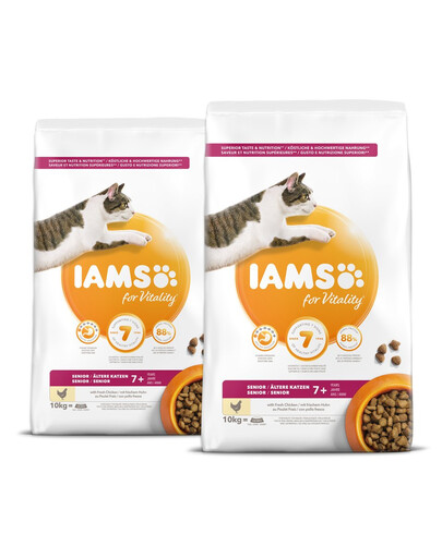 IAMS for Vitality Senior Cat Food with Fresh Chicken 2 x 10 kg