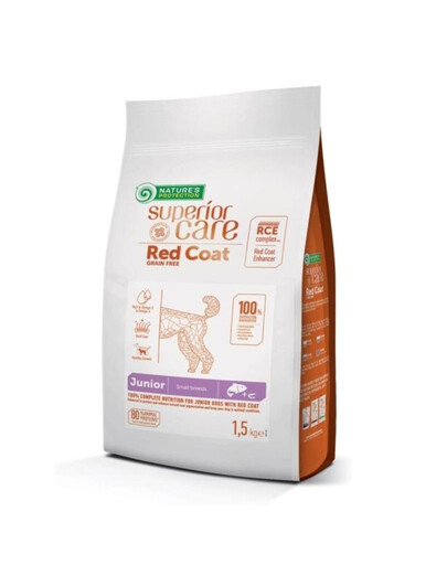 NATURES PROTECTION Superior Care CARE Red Coat GF Salmon Junior Small Breed 1,5 kg