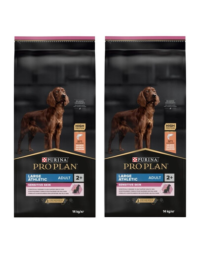 PURINA Pro Plan Large Athletic Adult Sensitive Skin OptiDerma Losos 2 x 14 kg