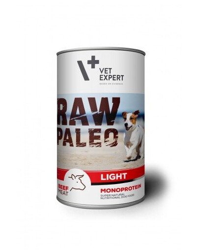 VETEXPERT RAW PALEO Light beef 400g hovězí light konzerva pro psy