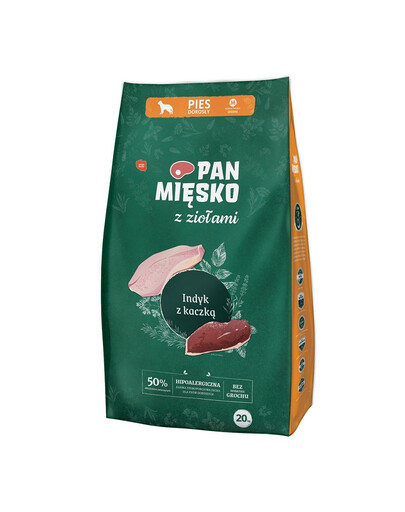 PAN MIĘSKO pro střední plemena M 20 kg s bylinkami, krůtou a kachnou