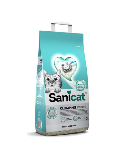 SANICAT Clumping White Unscented 10L bentonitová podestýlka pro kočky