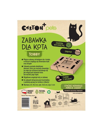 CARTON+ PETS ​Interaktivní hračka s škrabadlem pro kočky Tobby