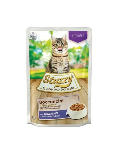 STUZZY Cat Sterilized Bocconcini Chunks s kousky krůtího 85g