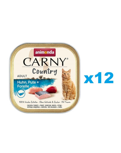 Levně ANIMONDA Carny Country Adult Kuřecí, Krůtí a Pstruh 12x100g