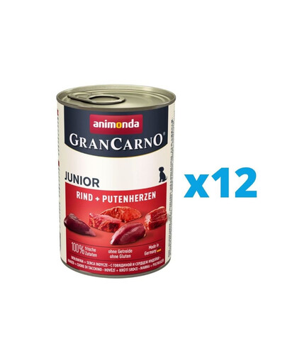 ANIMONDA Gran Carno Junior hovězí & krůtí srdce 12 x 800 g