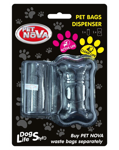 PET NOVA Dávkovač na sáčky na exkrementy + rolička 20 ks Černý