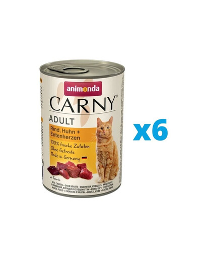 ANIMONDA Carny Adult hovězí kuřecí maso & kachní srdce 6 x 400 g