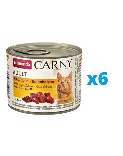 ANIMONDA Carny Adult Kuře & Kachni srdce 6 x 200 g