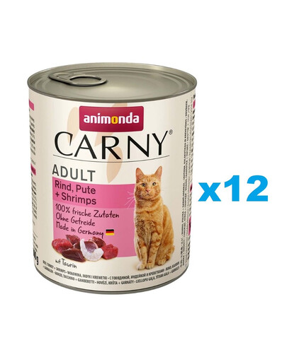 ANIMONDA Carny Cat Adult hovězí,krůta & krevety 12 x 800 g