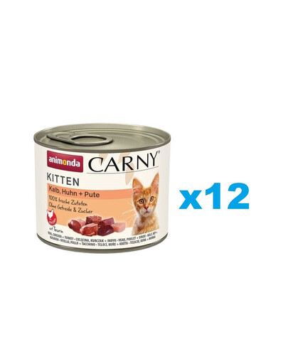 ANIMONDA Carny Kitten Telecí, Kuřecí a Krůtí 12x200g