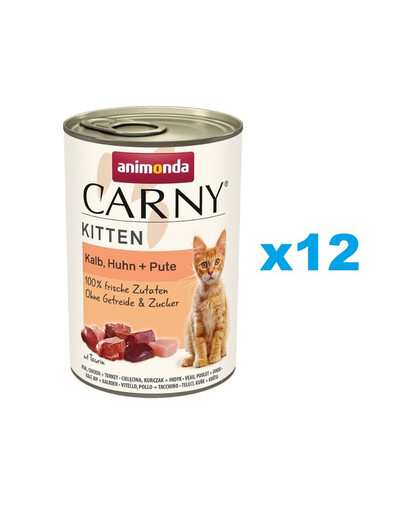ANIMONDA Carny Kitten Telecí, Kuřecí a Krůtí 12x400g