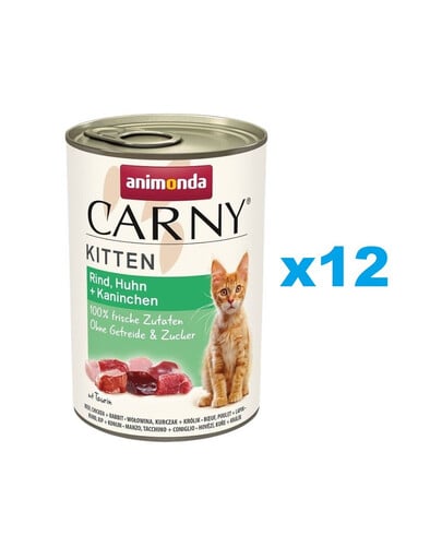 ANIMONDA Carny Kitten Hovězí, Kuřecí a Králík 12x400g