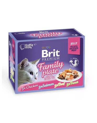 BRIT Premium Dinner Plate Smíšené příchutě Želé krmivo pro kočky v sáčcích 85g