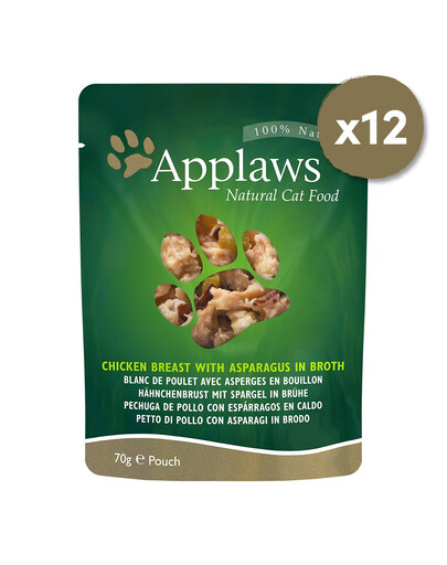 APPLAWS Cat Pouch Kuřecí prsa s chřestem 12 x 70g