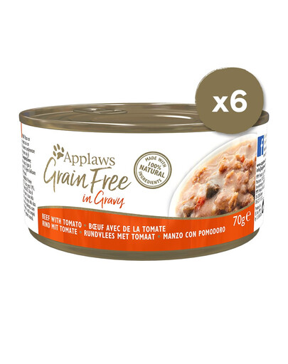 APPLAWS Cat Tin Grain Free Hovězí a rajčata v omáčce 6 x 70g
