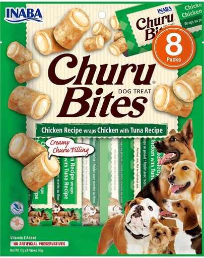 INABA Churu Bite Chicken 8x12g kuřecí a tuňákové wrapy pro psy