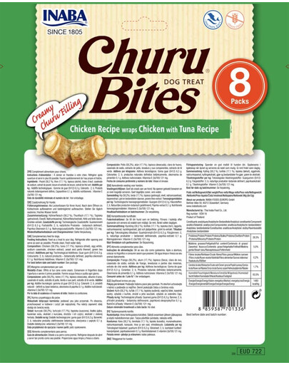 INABA Churu Bite Chicken 8x12g kuřecí a tuňákové wrapy pro psy