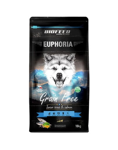 BIOFEED EUPHORIA Gluten Free Pstruh & Losos pro mladé psy středních a velkých plemen 10 kg