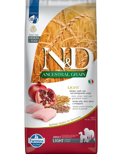 N&D Low Grain DOG Light M/L Chicken & Pomegranate 12 kg