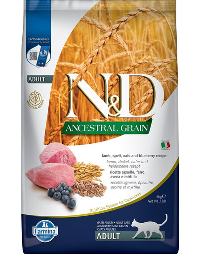 N&D Low Grain CAT Adult Lamb & Blueberry 5kg