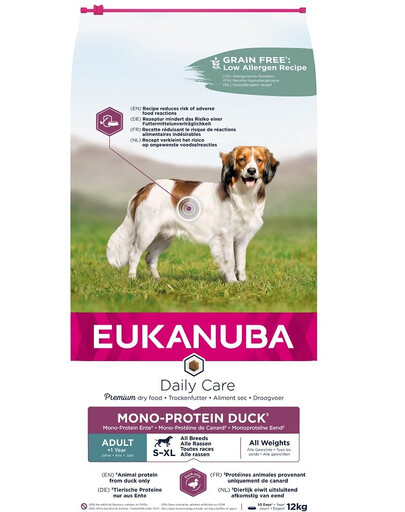 EUKANUBA Daily Care S-XL Adult Kachna 12 kg monoproteinové krmivo pro dospělé psy