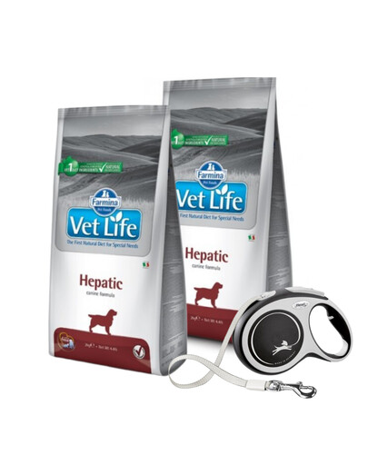 FARMINA Vet Life Dog Hepatic 2 x 12 kg + FLEXI New Comfort L Tape 8 m ZDARMA
