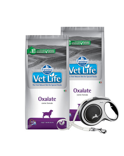 FARMINA Vet Life Dog Oxalate 2 x 12 kg + FLEXI New Comfort L Tape 8 m ZDARMA