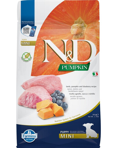 N&D Grain Free Pumpkin Dog Puppy Mini Lamb & Blueberry 800g