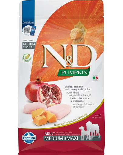 N&D Grain Free Pumpkin Adult M/L Chicken & Pomegranate 2,5 kg
