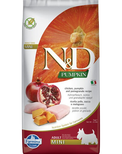 N&D GF Pumpkin Dog Adult Mini Chicken&Pomegranate 7kg