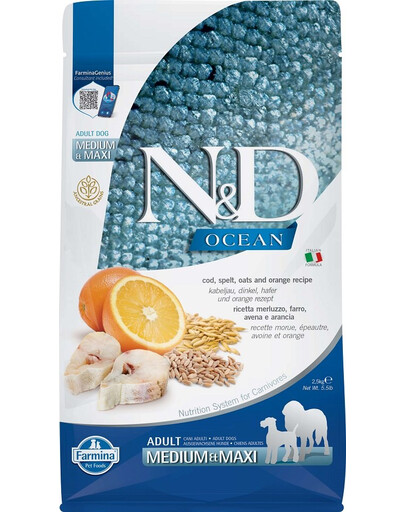 N&D Low Grain Ocean Adult M/L Codfish & Orange 2,5 kg