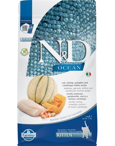 N&D Ocean Cat Kitten Cod & Shrimp&Pumpkin&Melon 1,5 kg
