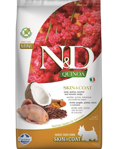 N&D Quinoa Skin&Coat Quail & Coconut Mini 2,5 kg
