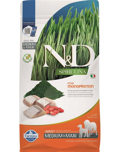 N&D Dog Spirulina Adult Medium&Maxi Herring & Wolfberry 2 kg