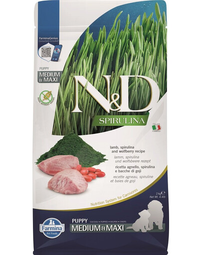 N&D Spirulina Dog Puppy Medium&Maxi Lamb & Wolfberry 2 kg