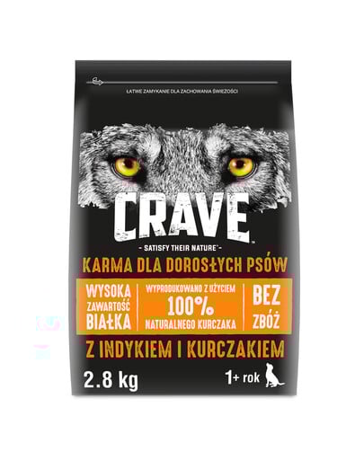 CRAVE Krůta a kuře 3 x 2,8 kg granule pro dospělé psy