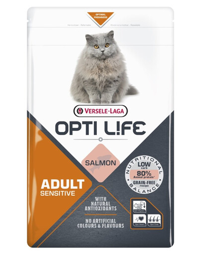 VERSELE-LAGA Opti Life Cat Adult Sensitive Salmon 1 kg pro citlivé dospělé kočky