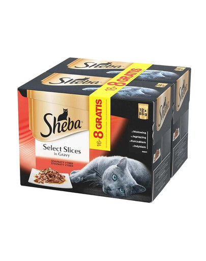 SHEBA Selection in Sauce šťavnaté příchutě 85g x 16+8 GRATIS
