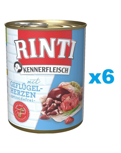 RINTI Kennerfleisch Poultry hearts 6x800 g