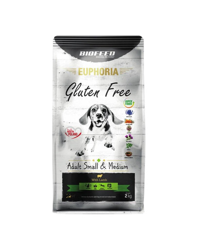 BIOFEED EUPHORIA Gluten Frees jehněčím pro psy středních plemen 12 kg