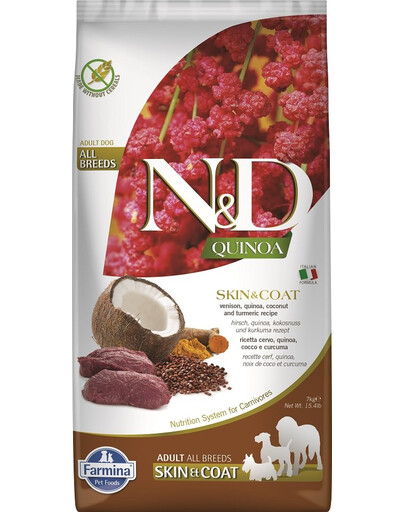 N&D GrainFree Quinoa DOG Skin & Coat Venison & Coconut 7 kg