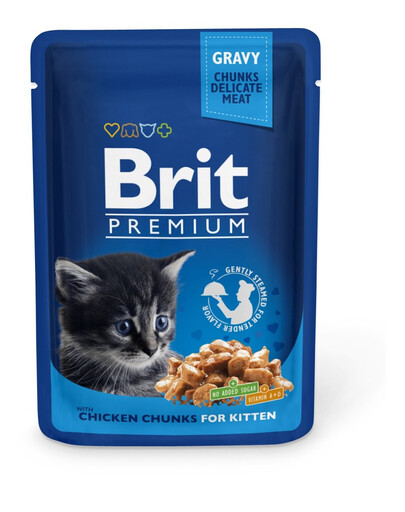 BRIT Premium Cat Pouches Chicken Chunks for Kitten 24 x 100 g