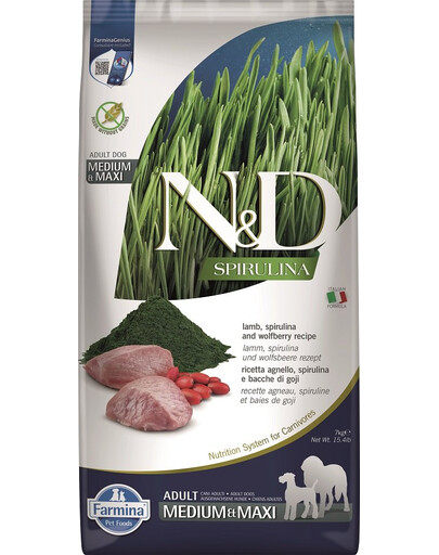 N&D Spirulina Dog Adult Medium&Maxi Lamb & Wolfberry 7 kg