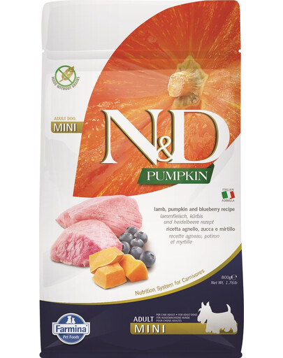 Levně N&D Grain Free Pumpkin Dog Adult Mini Lamb & Blueberry 800 g