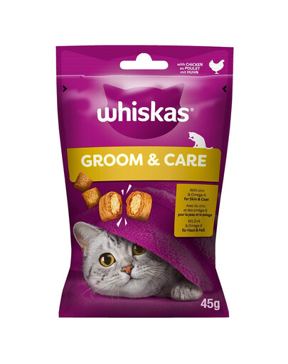 WHISKAS Groom and care 45 g kuřecí pamlsek pro kočky
