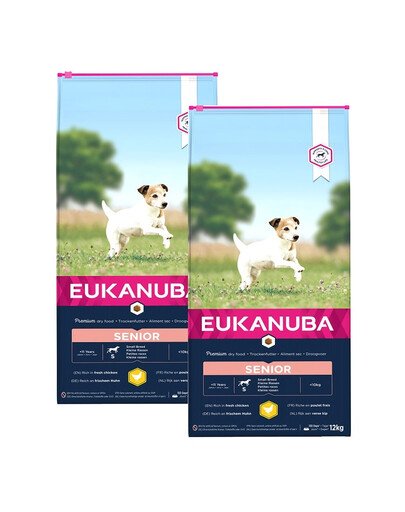 EUKANUBA Caring Senior Small Breed bohatá na čerstvé kuřecí 2 x 15kg