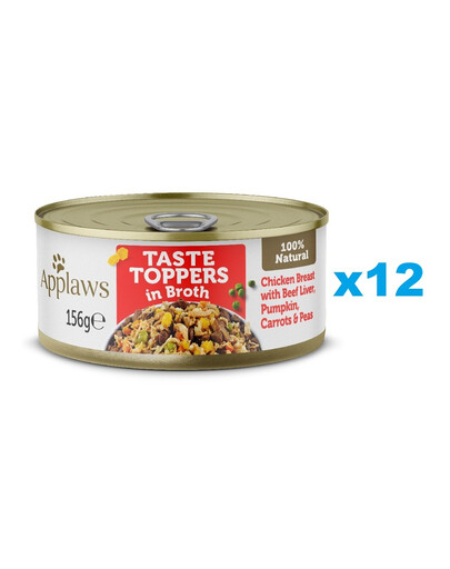 APPLAWS Taste Toppers Kuřecí prsa, hovězí játra a dýně ve vývaru 12x156 g