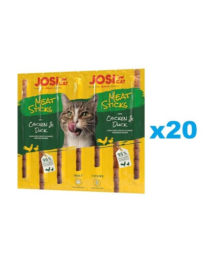 JOSERA JosiCat Meat Sticks kuřecí a kachní tyčinky pro kočky 20x35g